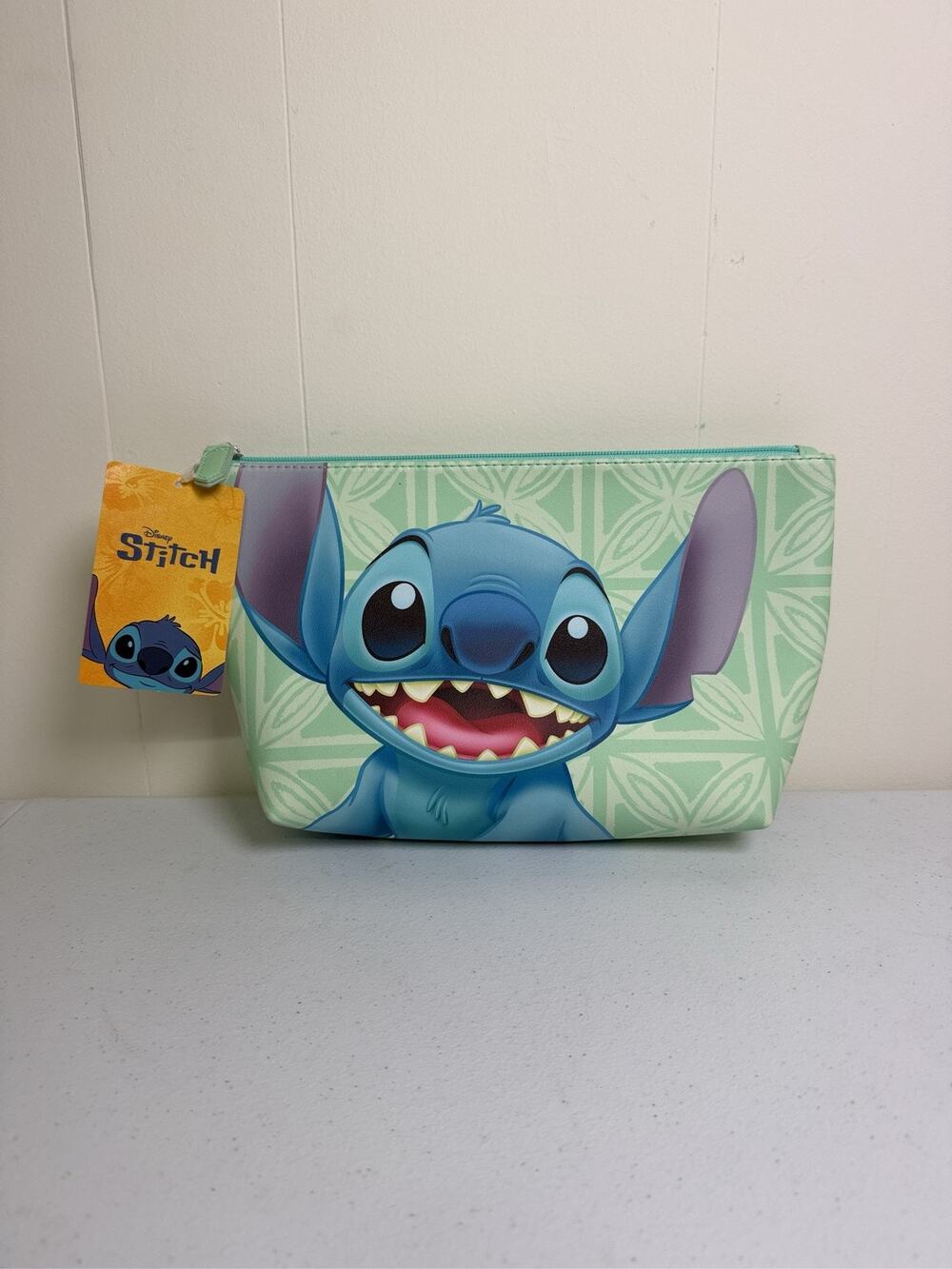 Disney Lilo & Stitch Cosmetic Makeup Bag Travel Pouch Floral Blue